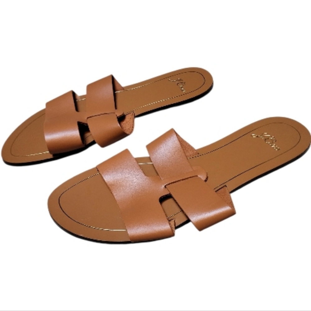 NWOT J. Crew Tan Cyprus Slide Sandals - Size 9